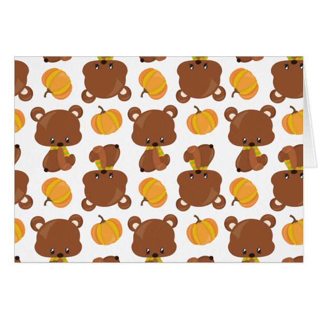 Pattern Of Bears, Cute Bears, Fall, Pumpkins (Front Horizontal)
