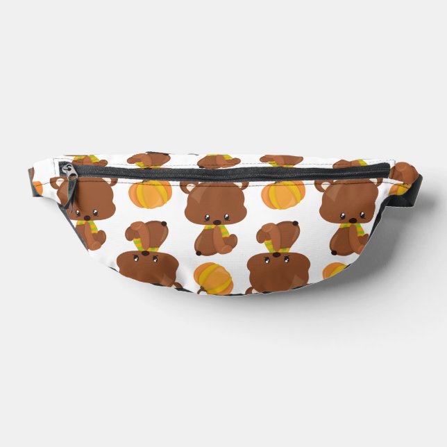 Pattern Of Bears, Cute Bears, Fall, Pumpkins Bum Bags (Lay Down)