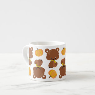 Pattern Of Bears, Cute Bears, Fall, Pumpkins Espresso Cup