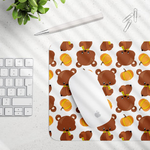 Pattern Of Bears, Cute Bears, Fall, Pumpkins Mouse Mat