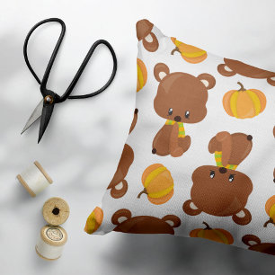 Pattern Of Bears, Cute Bears, Fall, Pumpkins Pillowcase