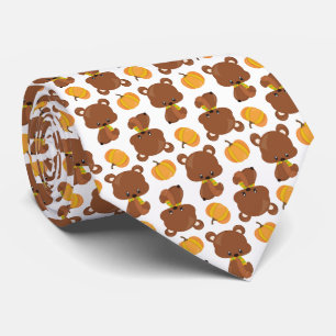 Pattern Of Bears, Cute Bears, Fall, Pumpkins Tie