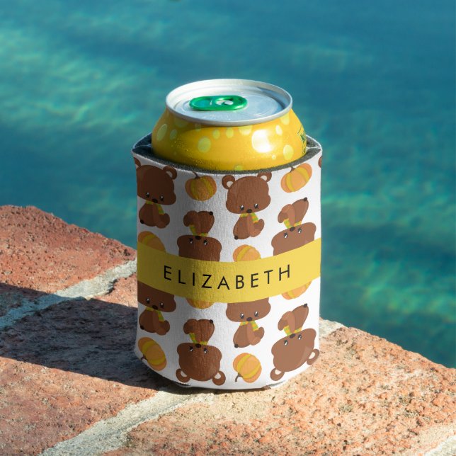 Pattern Of Bears, Cute Bears, Pumpkin, Your Name Can Cooler (In Situ Pool)