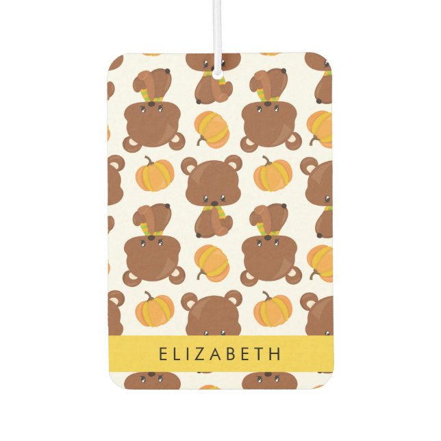 Pattern Of Bears, Cute Bears, Pumpkin, Your Name Car Air Freshener (Front)