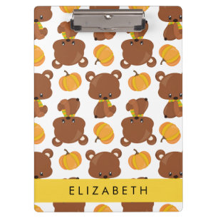 Pattern Of Bears, Cute Bears, Pumpkin, Your Name Clipboard