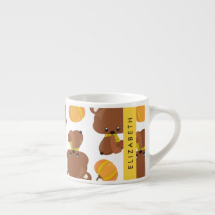 Pattern Of Bears, Cute Bears, Pumpkin, Your Name Espresso Cup