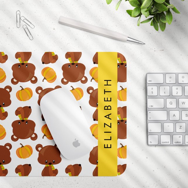 Pattern Of Bears, Cute Bears, Pumpkin, Your Name Mouse Mat (Creator Uploaded)