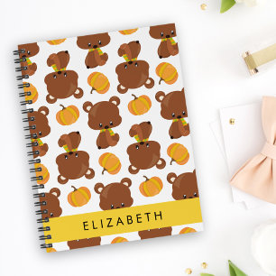 Pattern Of Bears, Cute Bears, Pumpkin, Your Name Notebook