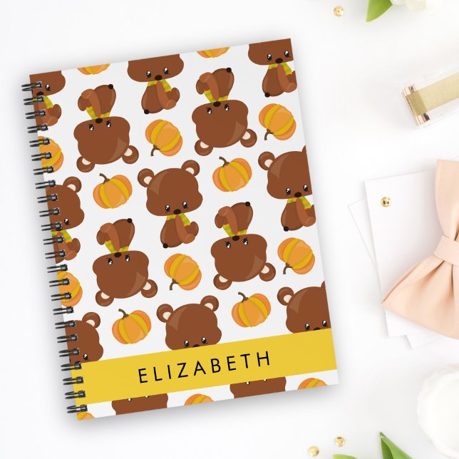 Pattern Of Bears, Cute Bears, Pumpkin, Your Name Notebook (Creator Uploaded)