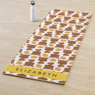 Pattern Of Bears, Cute Bears, Pumpkin, Your Name Yoga Mat