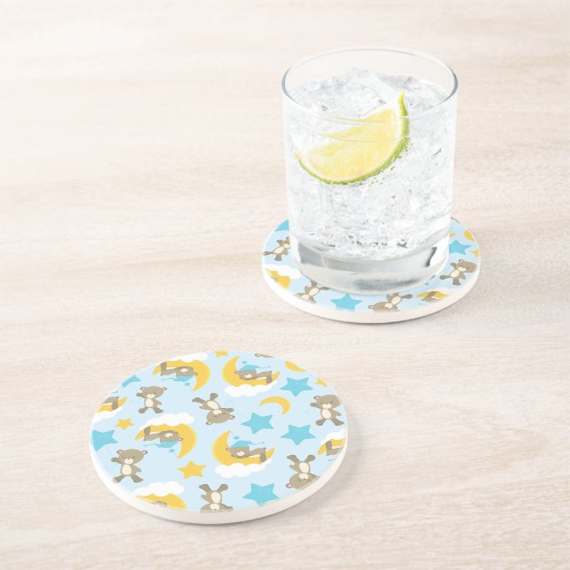 Pattern Of Bears, Cute Bears, Teddy Bears, Stars Coaster (Side)