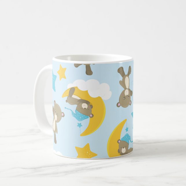 Pattern Of Bears, Cute Bears, Teddy Bears, Stars Coffee Mug (Front Left)