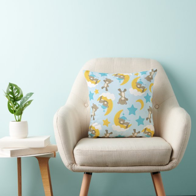 Pattern Of Bears, Cute Bears, Teddy Bears, Stars Cushion (Chair)