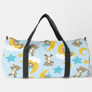 Pattern Of Bears, Cute Bears, Teddy Bears, Stars Duffle Bag