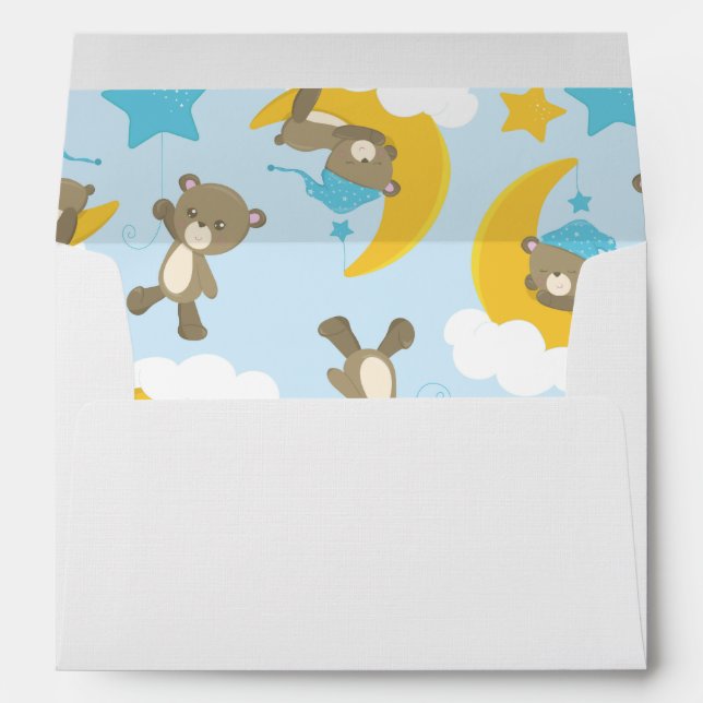 Pattern Of Bears, Cute Bears, Teddy Bears, Stars Envelope (Back (Bottom))