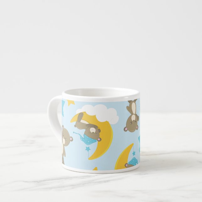 Pattern Of Bears, Cute Bears, Teddy Bears, Stars Espresso Cup (Front Left)