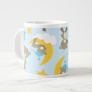 Pattern Of Bears, Cute Bears, Teddy Bears, Stars Large Coffee Mug