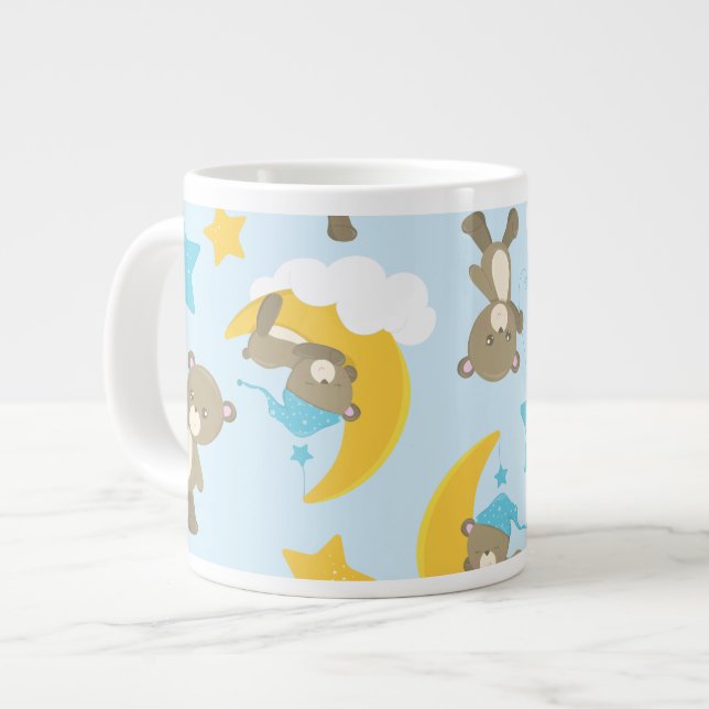Pattern Of Bears, Cute Bears, Teddy Bears, Stars Large Coffee Mug (Front Left)