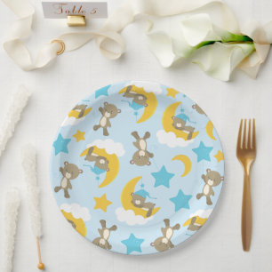 Pattern Of Bears, Cute Bears, Teddy Bears, Stars Paper Plate