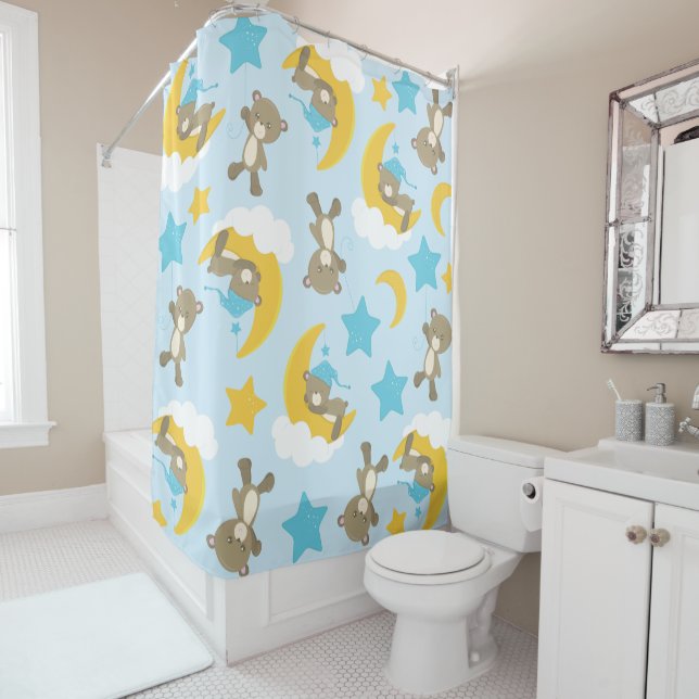 Pattern Of Bears, Cute Bears, Teddy Bears, Stars Shower Curtain (In Situ)