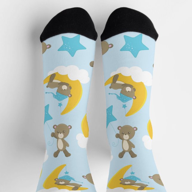 Pattern Of Bears, Cute Bears, Teddy Bears, Stars Socks (Top)