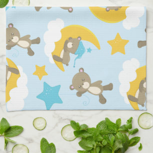 Pattern Of Bears, Cute Bears, Teddy Bears, Stars Tea Towel