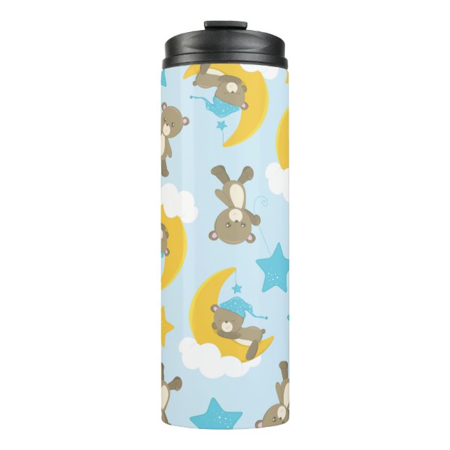 Pattern Of Bears, Cute Bears, Teddy Bears, Stars Thermal Tumbler (Front)