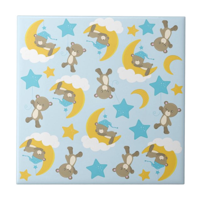 Pattern Of Bears, Cute Bears, Teddy Bears, Stars Tile (Front)