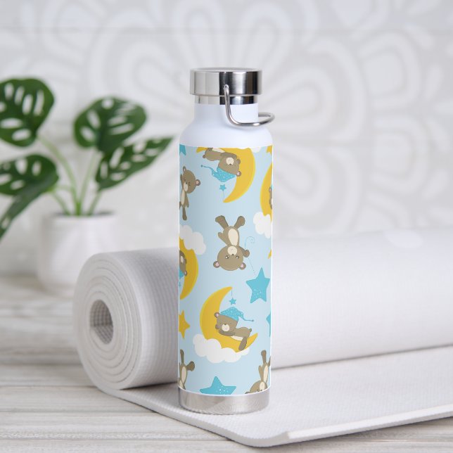 Pattern Of Bears, Cute Bears, Teddy Bears, Stars Water Bottle (Yoga)