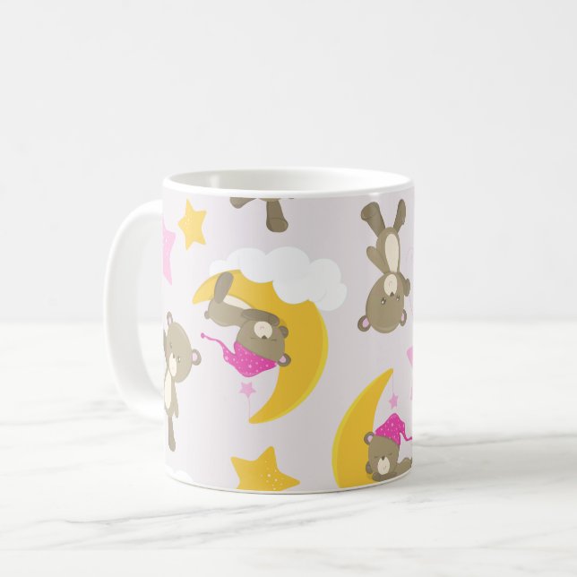 Pattern Of Bears, Teddy Bears, Cute Bears, Stars Coffee Mug (Front Left)