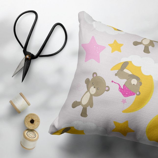 Pattern Of Bears, Teddy Bears, Cute Bears, Stars Decorative Cushion (Creator Uploaded)