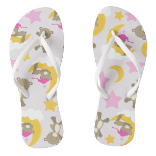 Pattern Of Bears, Teddy Bears, Cute Bears, Stars Flip Flops