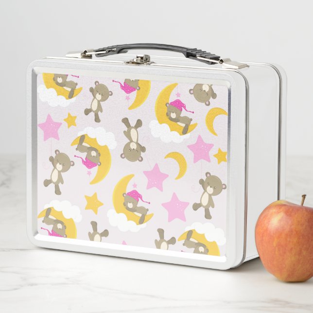 Pattern Of Bears, Teddy Bears, Cute Bears, Stars Metal Lunch Box (In Situ)
