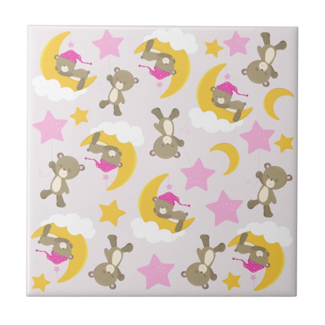 Pattern Of Bears, Teddy Bears, Cute Bears, Stars Tile (Front)