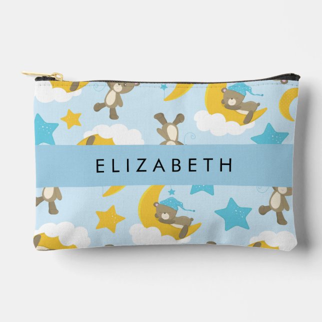 Pattern Of Bears, Teddy Bears, Stars, Your Name Accessory Pouch (Front)