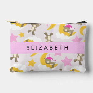 Pattern Of Bears, Teddy Bears, Stars, Your Name Accessory Pouch