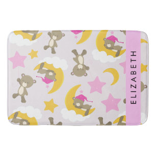 Pattern Of Bears, Teddy Bears, Stars, Your Name Bath Mat