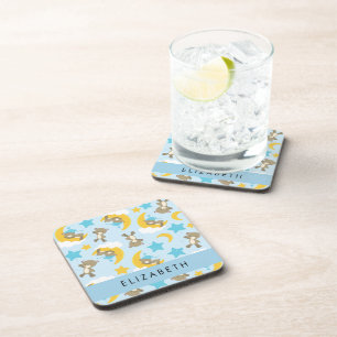 Pattern Of Bears, Teddy Bears, Stars, Your Name Coaster