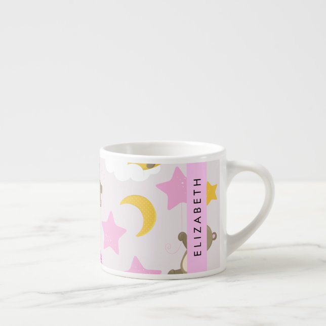 Pattern Of Bears, Teddy Bears, Stars, Your Name Espresso Cup (Right)