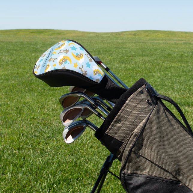 Pattern Of Bears, Teddy Bears, Stars, Your Name Golf Head Cover (In Situ)
