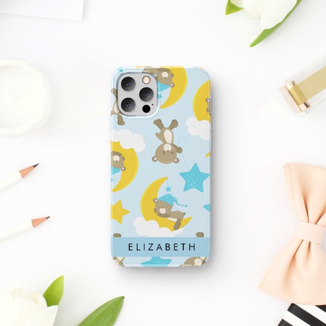 Pattern Of Bears, Teddy Bears, Stars, Your Name iPhone 16 Case (Creator Uploaded)