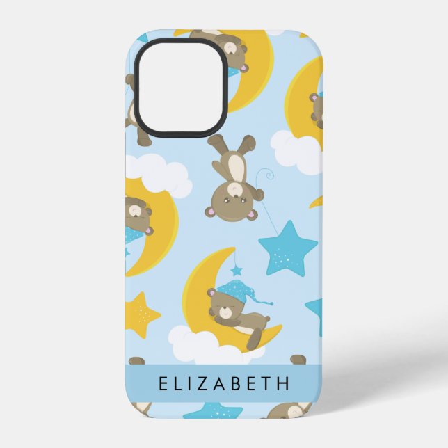 Pattern Of Bears, Teddy Bears, Stars, Your Name iPhone Case (Back)