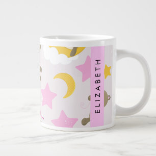 Pattern Of Bears, Teddy Bears, Stars, Your Name Large Coffee Mug
