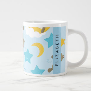 Pattern Of Bears, Teddy Bears, Stars, Your Name Large Coffee Mug