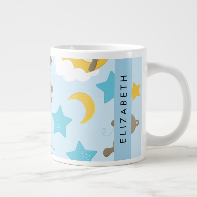 Pattern Of Bears, Teddy Bears, Stars, Your Name Large Coffee Mug (Right)