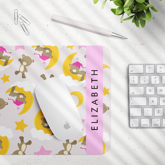 Pattern Of Bears, Teddy Bears, Stars, Your Name Mouse Mat (Creator Uploaded)