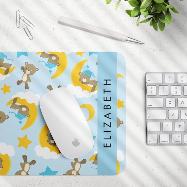Pattern Of Bears, Teddy Bears, Stars, Your Name Mouse Mat (Creator Uploaded)