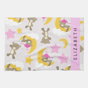 Pattern Of Bears, Teddy Bears, Stars, Your Name Tea Towel