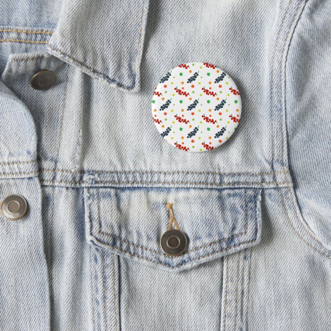 Pattern Of Berries, Redberry, Blueberry, Fruit 6 Cm Round Badge (In Situ)