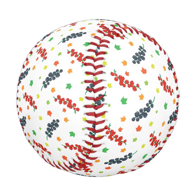 Pattern Of Berries, Redberry, Blueberry, Fruit Baseball (Angled)